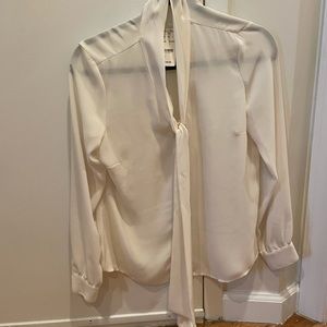 Business Casual White tie neck top